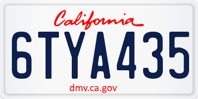 CA license plate 6TYA435
