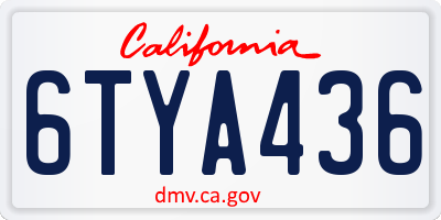 CA license plate 6TYA436