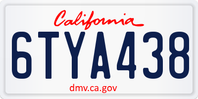 CA license plate 6TYA438