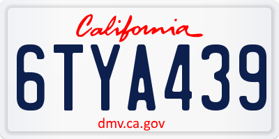 CA license plate 6TYA439