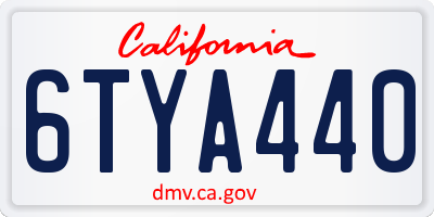 CA license plate 6TYA440