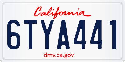 CA license plate 6TYA441