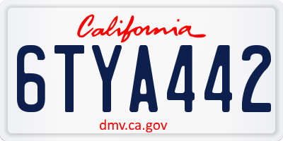 CA license plate 6TYA442