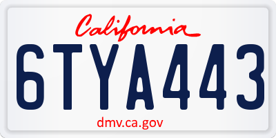CA license plate 6TYA443
