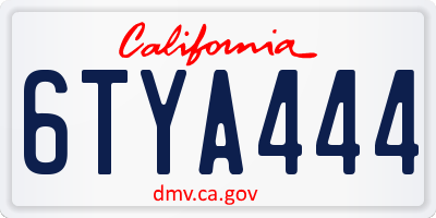 CA license plate 6TYA444