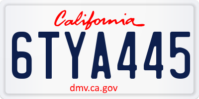CA license plate 6TYA445