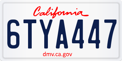 CA license plate 6TYA447
