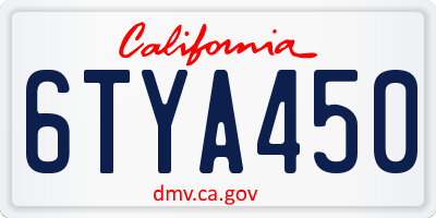 CA license plate 6TYA450