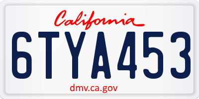 CA license plate 6TYA453