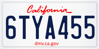 CA license plate 6TYA455