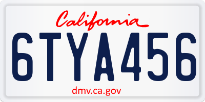 CA license plate 6TYA456