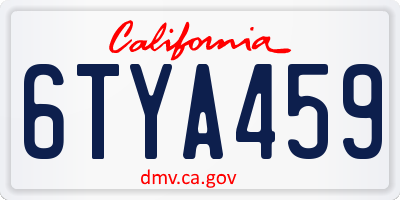 CA license plate 6TYA459