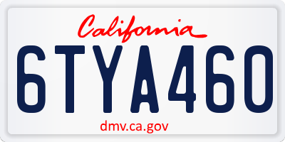 CA license plate 6TYA460