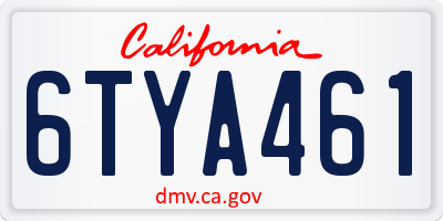CA license plate 6TYA461