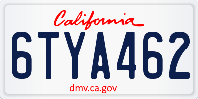 CA license plate 6TYA462