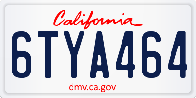 CA license plate 6TYA464