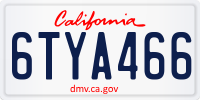 CA license plate 6TYA466