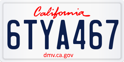 CA license plate 6TYA467