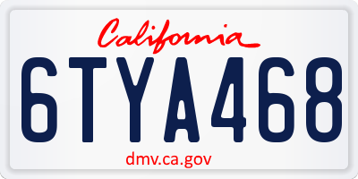 CA license plate 6TYA468