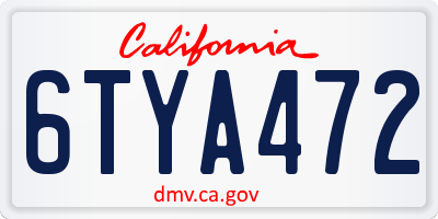 CA license plate 6TYA472