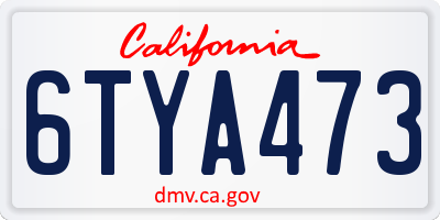 CA license plate 6TYA473