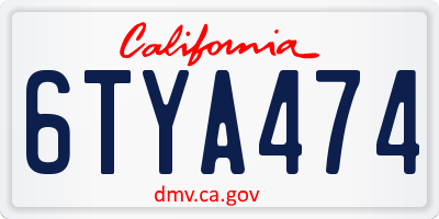 CA license plate 6TYA474