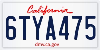 CA license plate 6TYA475