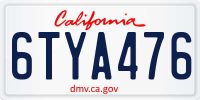 CA license plate 6TYA476
