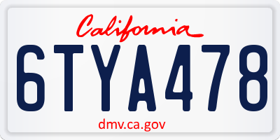 CA license plate 6TYA478