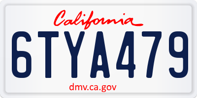 CA license plate 6TYA479