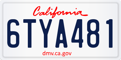 CA license plate 6TYA481
