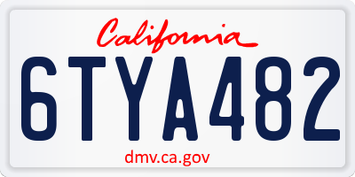 CA license plate 6TYA482