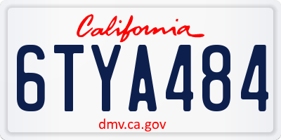 CA license plate 6TYA484