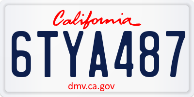 CA license plate 6TYA487