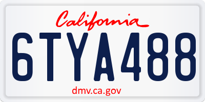 CA license plate 6TYA488