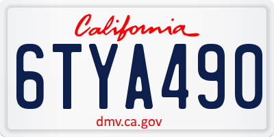 CA license plate 6TYA490