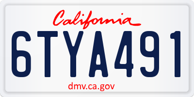 CA license plate 6TYA491