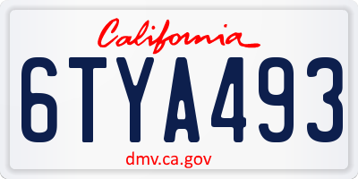 CA license plate 6TYA493