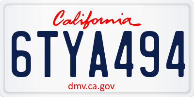 CA license plate 6TYA494