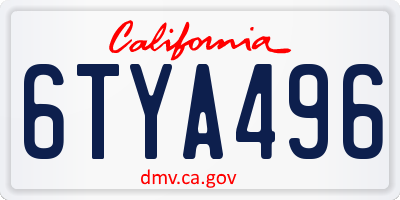 CA license plate 6TYA496