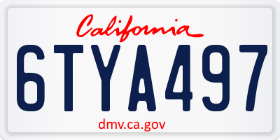 CA license plate 6TYA497