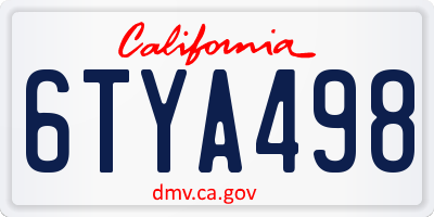 CA license plate 6TYA498