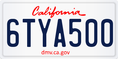 CA license plate 6TYA500