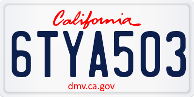 CA license plate 6TYA503