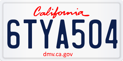 CA license plate 6TYA504