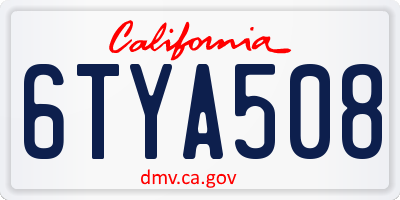 CA license plate 6TYA508