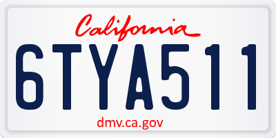 CA license plate 6TYA511
