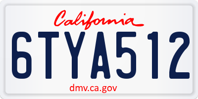 CA license plate 6TYA512