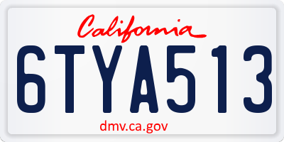 CA license plate 6TYA513