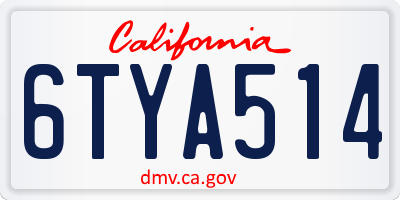 CA license plate 6TYA514